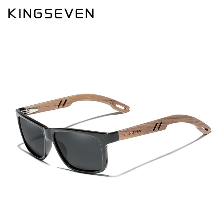 KINGSEVEN 100% Polarized Vintage Men Wooden Sunglasses Wood UV400 Protection Fashion Square Sun glasses Women  Gafas De sol