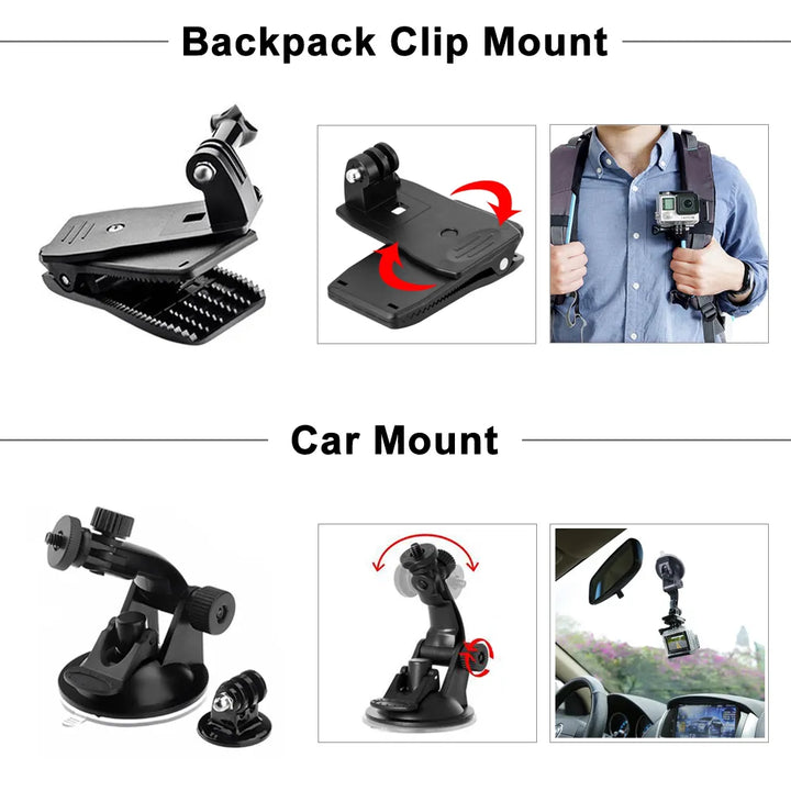 ORBMART for GoPro Accessories Set for Go Pro Hero 11 10 9 8 7 6 5 4 Black Mount for Yi 4k Mijia Case for Sjcam Action Camera