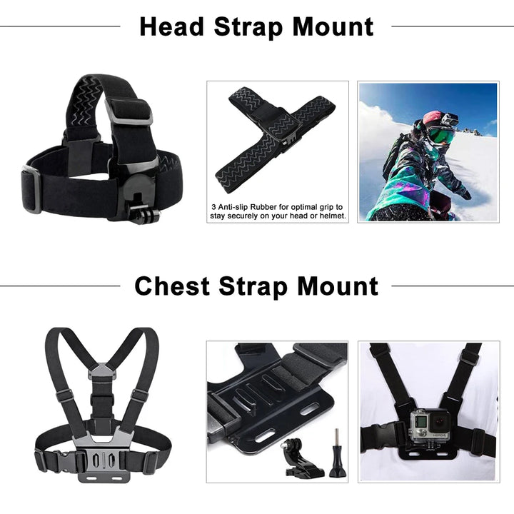 ORBMART for GoPro Accessories Set for Go Pro Hero 11 10 9 8 7 6 5 4 Black Mount for Yi 4k Mijia Case for Sjcam Action Camera