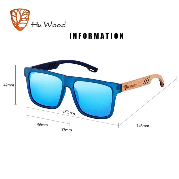 HU WOOD New High Quality Square Sunglasses For Men Polarized UV400 Fashion Sunglass Mirror Sport sun glasses Driving oculos