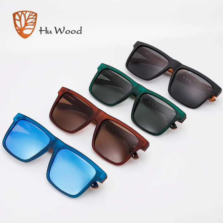 HU WOOD New High Quality Square Sunglasses For Men Polarized UV400 Fashion Sunglass Mirror Sport sun glasses Driving oculos