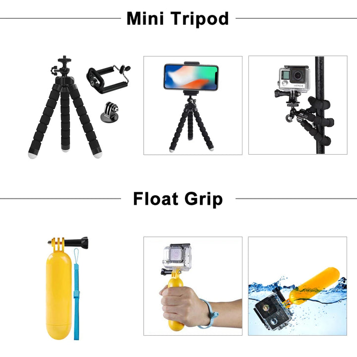 ORBMART for GoPro Accessories Set for Go Pro Hero 11 10 9 8 7 6 5 4 Black Mount for Yi 4k Mijia Case for Sjcam Action Camera