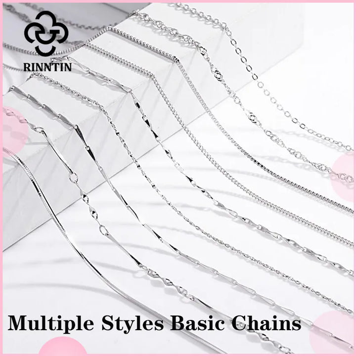 Rinntin 925 Sterling Silver Italian Handmade 1.2mm Chopin Chain Necklace for Women Fashion Simple Basic Neck Chain Jewelry SC53