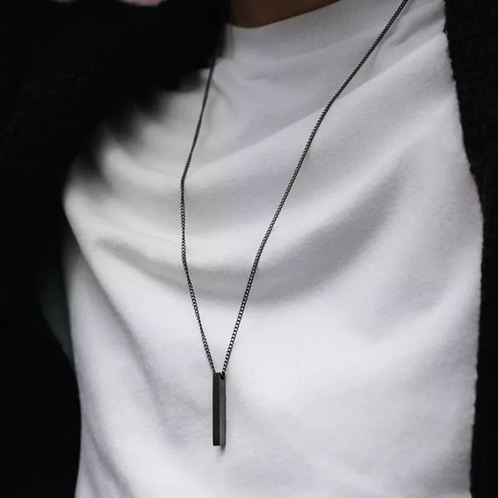 hot classic Rectangle Pendant Necklace men Stainless Steel Black color Cuban Chain Necklace For Men Jewelry Gift