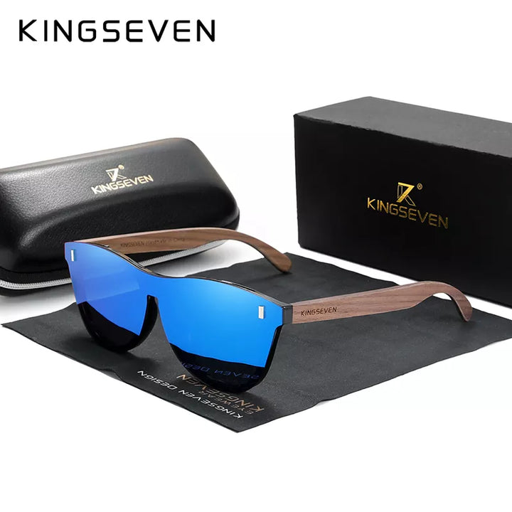 KINGSEVEN Exclusive Design Vintage Men's Glasses Walnut Wooden Sunglasses UV400 Protection Fashion Square Sun glasses Women 5510