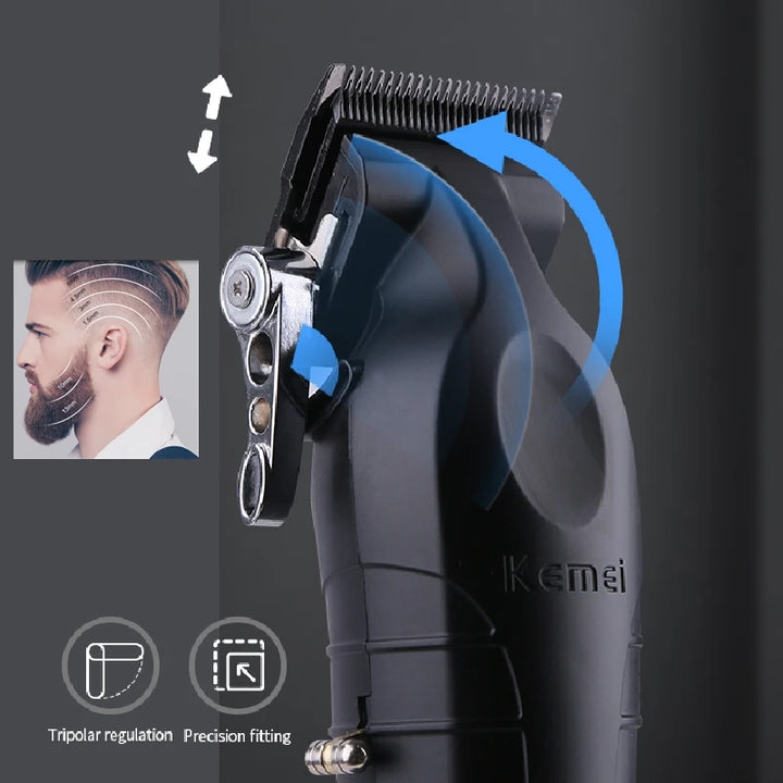 Kemei Professional Hair Clipper For Men Adjustable Cordless Electric Hair Trimmer Rechargeable Hair Cutting Machine Lithium