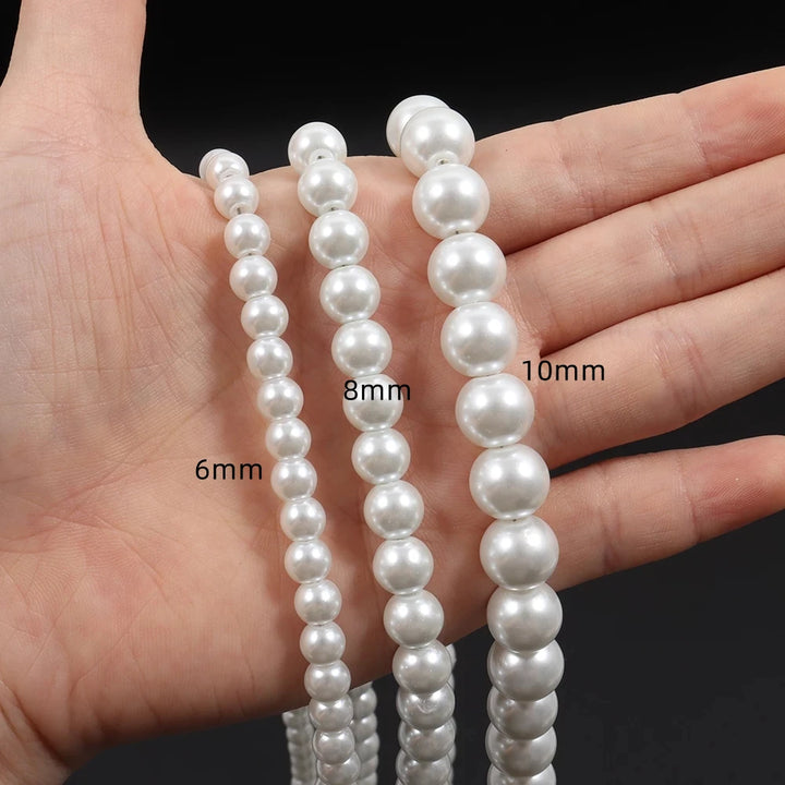 Fashion Imitation Pearl Men Necklace Handmade Classic Stainless Steel Box Chain Necklace For Men Jewelry Gift