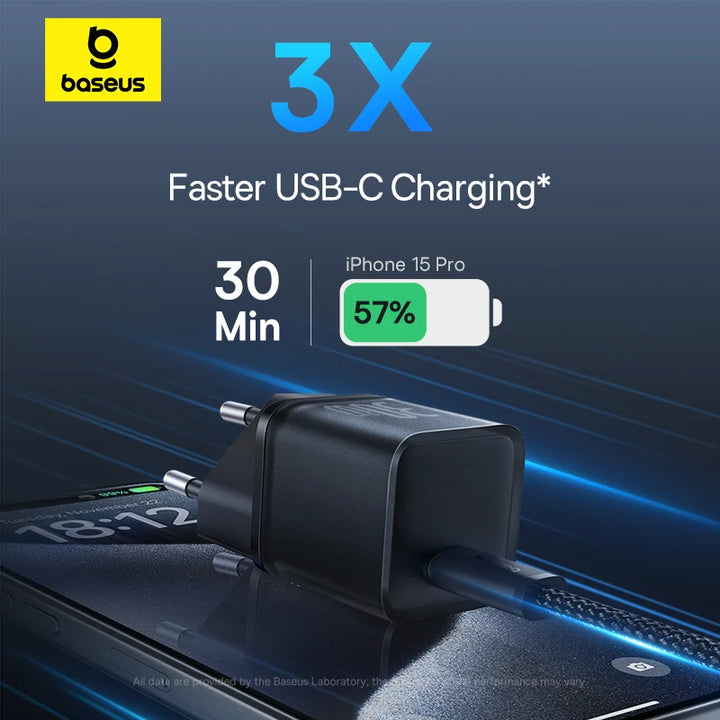 Baseus 30W GaN Charger Phone charger For iPhone 15 14 13 12 USB C Charger Support PD QC PPS Fast Charging For Laptop Smartphone