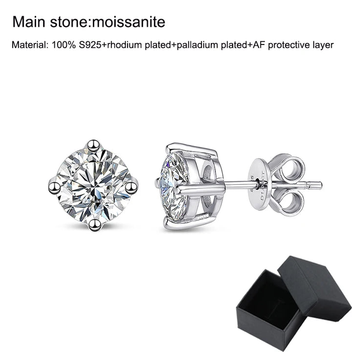 Smyoue 0.1-3CT Test Passed Moissanite Studs Earrings for Men Women S925 Silver Platinum Plated Bride Wedding Diamond Studs GRA