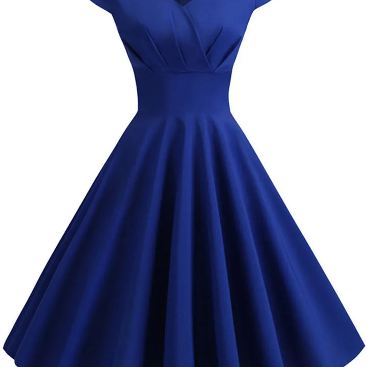 Pink Summer Dress Women V Neck Vintage Robe Elegant Retro pin up Party Office Midi Dresses