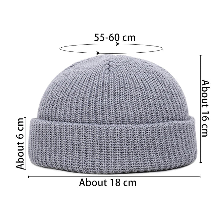 Women Men Solid Color Warm Knitted Brimless Hat Male Beanies Winter Autumn Hip Hop Skullcap Street Men Beanie Unisex Melon Cap