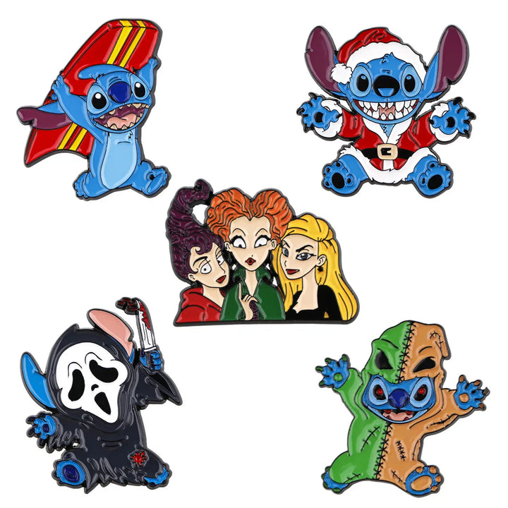 Cute Stitch Badges Lapel Pins for Backpacks Metal Enamel Pin Pines Brooches for Women Accessories Halloween Christmas Gift