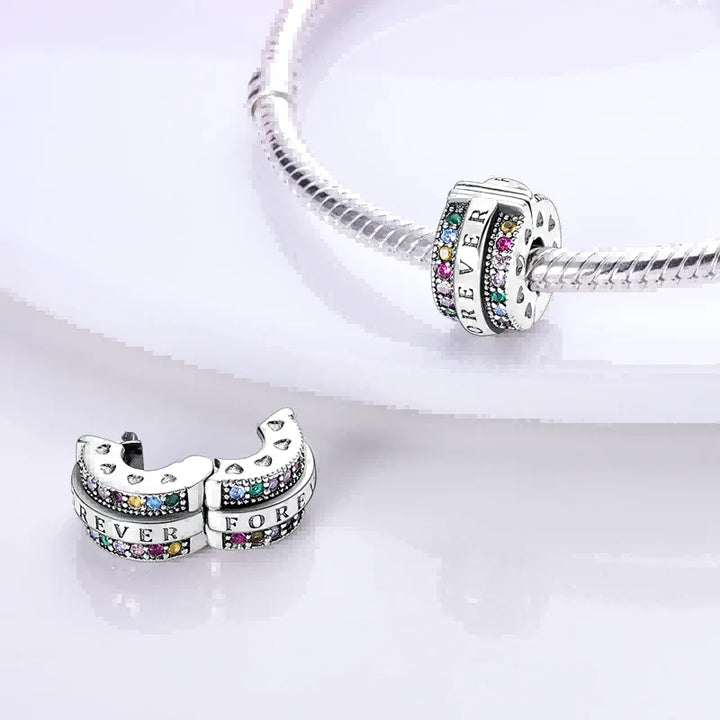 Positioning Buckle 925 Sterling Silver Round Charms Silver Clasp Beads Fit Pandora Original Bracelet 925 Silver Clip Wholesale