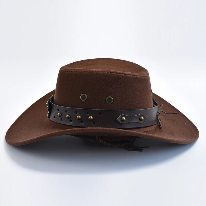 New Artificial Suede Western Cowboy Hats Vintage Big-edge Gentleman Cowgirl Jazz Hat Holidays Party Cosplay Hat