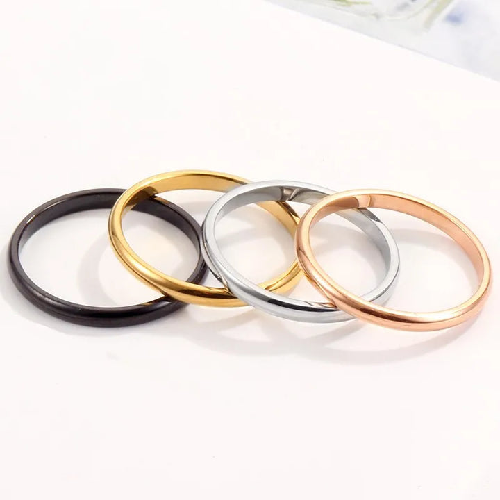 2mm Thin Stackable Ring Stainless Steel Plain Band Knuckle Midi Ring for Women Girl Size 3-12