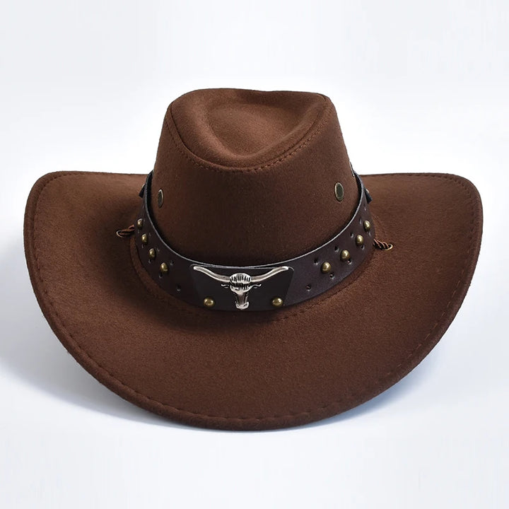 New Artificial Suede Western Cowboy Hats Vintage Big-edge Gentleman Cowgirl Jazz Hat Holidays Party Cosplay Hat