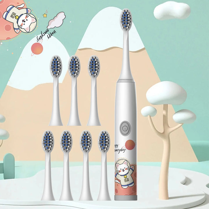 Children's electric toothbrush color cartoon ultrasonic children's soft hair cleaning brush (without batteries)