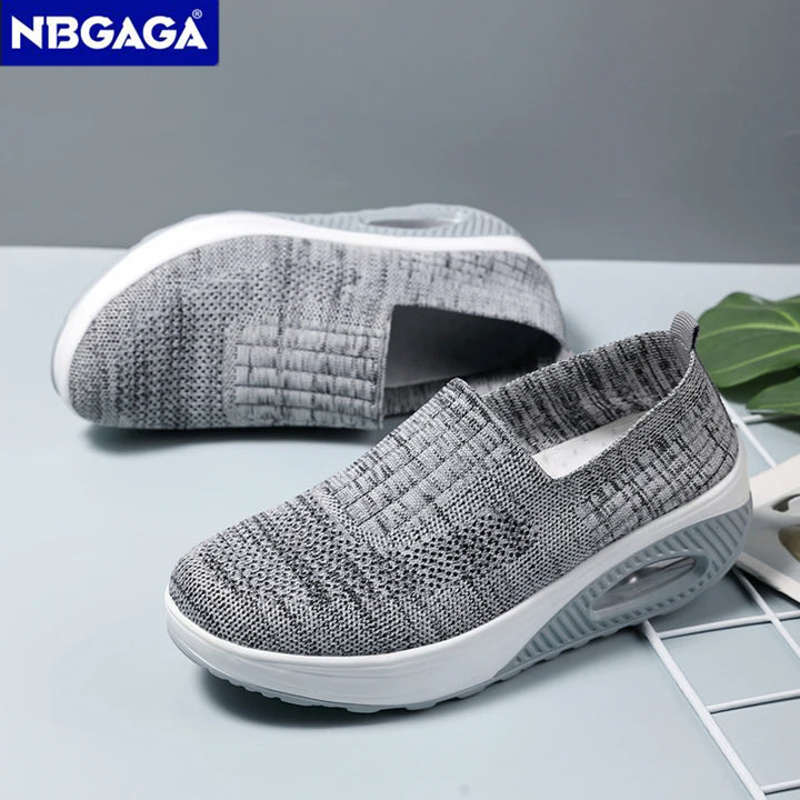 Women Walking Shoes Air Cushion Non Slip Orthopedic Shoes Ladies Platform Mules Breathable Wedge Female Sneakers