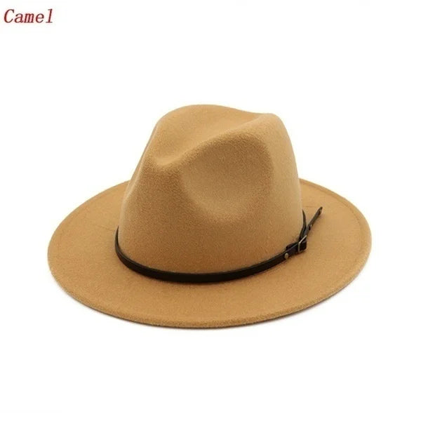 Men / Women Vintage Wide Brim Hat Church Party Ladies Felt Jazz Cap Cowboy Party Hat Jazz Hat