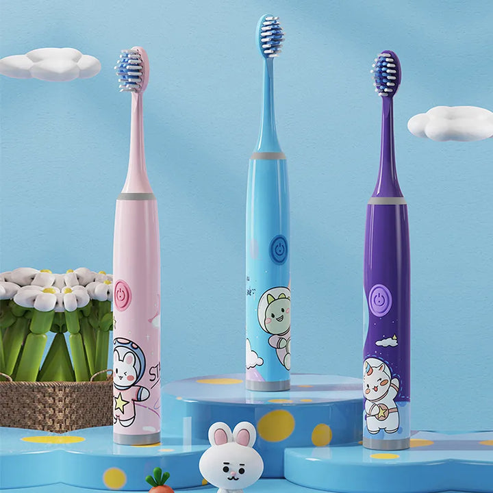 Children's electric toothbrush color cartoon ultrasonic children's soft hair cleaning brush (without batteries)