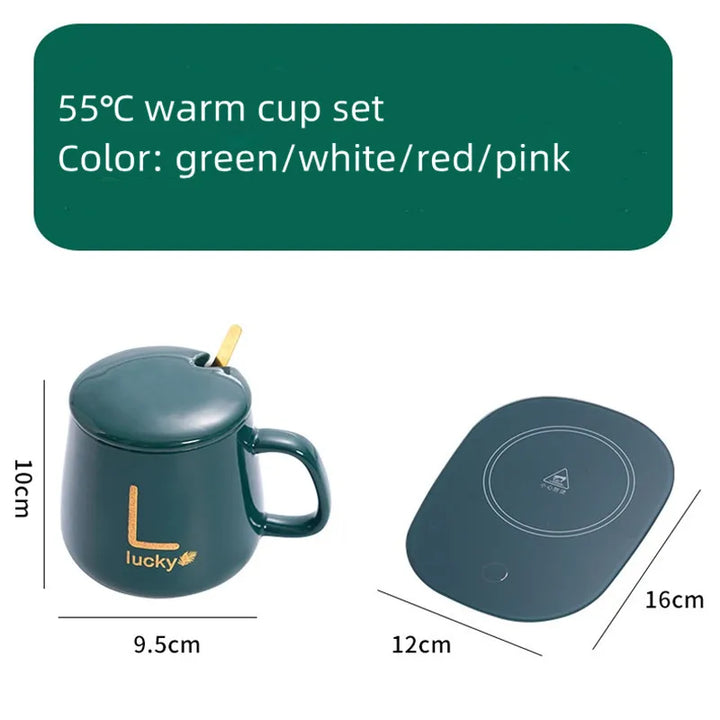 400ML Coffee Cup Coaster Set 55 Degree Temperature Keeping Automatic Heating Ceramic Mug