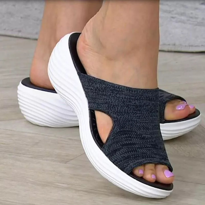 Women Casual Beach Slippers Orthopedic Stretch Orthotic Sandals Female Open Toe Breathable Slides Stretch Cross Shoes Outdoor