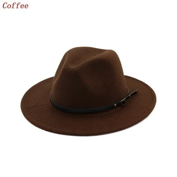 Men / Women Vintage Wide Brim Hat Church Party Ladies Felt Jazz Cap Cowboy Party Hat Jazz Hat