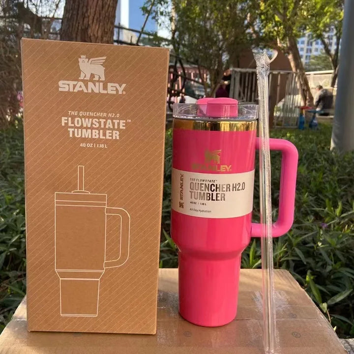 Stanley Tumbler with Handle Straw Lid Stainless Steel 30oz/40oz Vacuum Insulated Car Mug Double Wall Thermal Iced Travel Cup