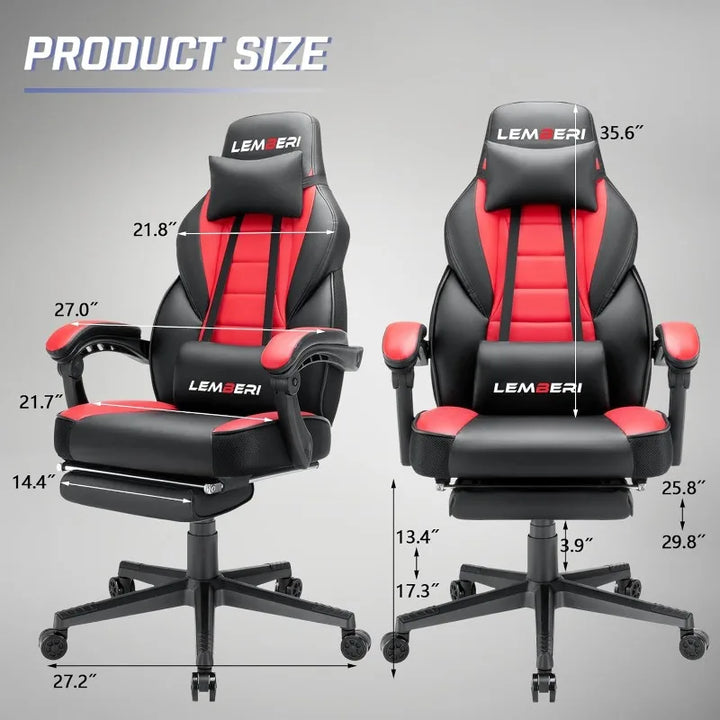 LEMBERI Video Game Chairs with footrest, Big and Tall Gamer Chair for Adults, 400lb Capacity, Racing Style Computer Chair