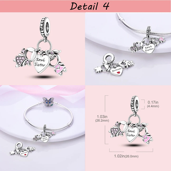 925 Silver Little Girl Love Mom Forever Infinity Infinite Dangle Charm Beads fit Pandora Original Women Bracelet Jewelry