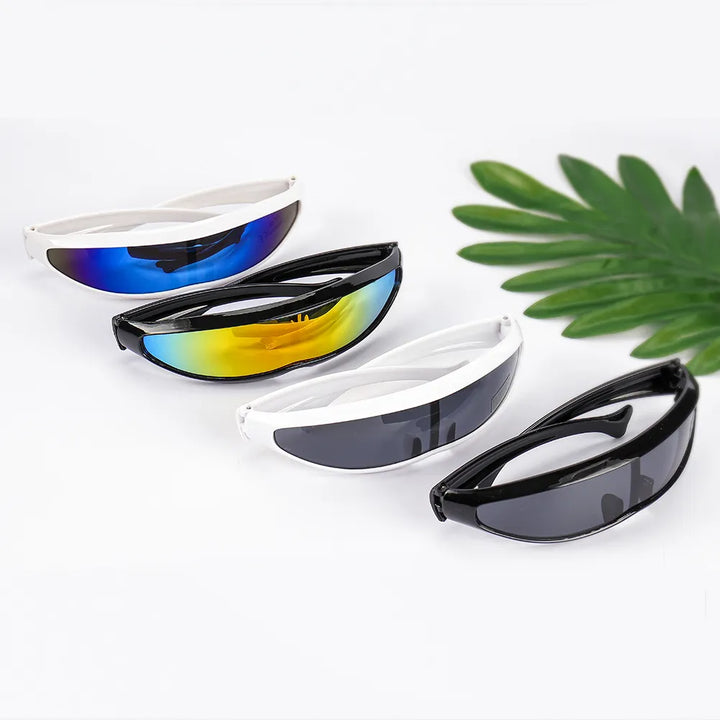 Futuristic Narrow Cyclops Visor Sunglasses Laser Eyeglasses UV400 Personality Mirrored Lens Costume Eyewear Glasses