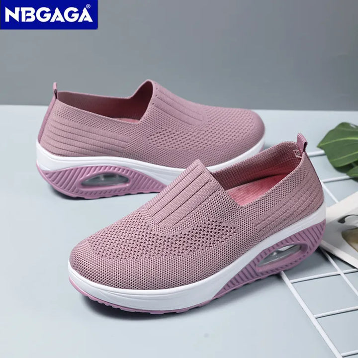 Women Walking Shoes Air Cushion Non Slip Orthopedic Shoes Ladies Platform Mules Breathable Wedge Female Sneakers