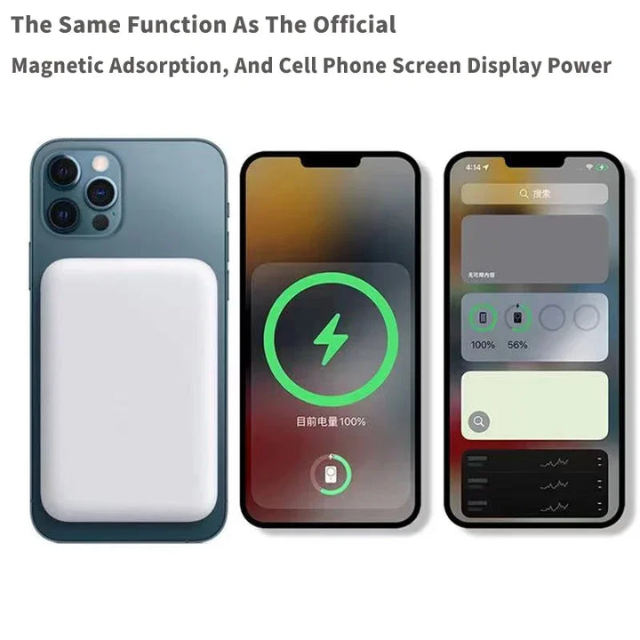 Portable Macsafe Auxiliary Spare External Magnetic Battery Pack Power Bank Wireless Charger For iphone 12 13 14Pro Max Powerbank