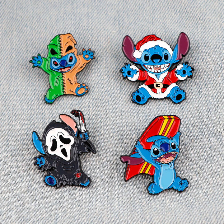 Cute Stitch Badges Lapel Pins for Backpacks Metal Enamel Pin Pines Brooches for Women Accessories Halloween Christmas Gift