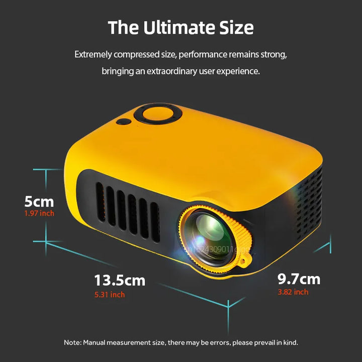 A2000 MINI Projector Home Cinema Theater Portable 3D LED Video Projectors Game Laser Beamer 4K 1080P Via HD Port Smart TV BOX