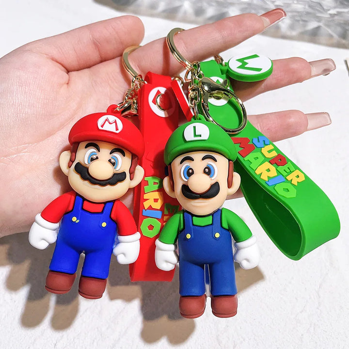 22 Styles Super Mario Keychain Mario Bros Luigi Toad Yoshi Bowser Action Figure Model PVC Cartoon Bag Doll Pendant Toys Gift