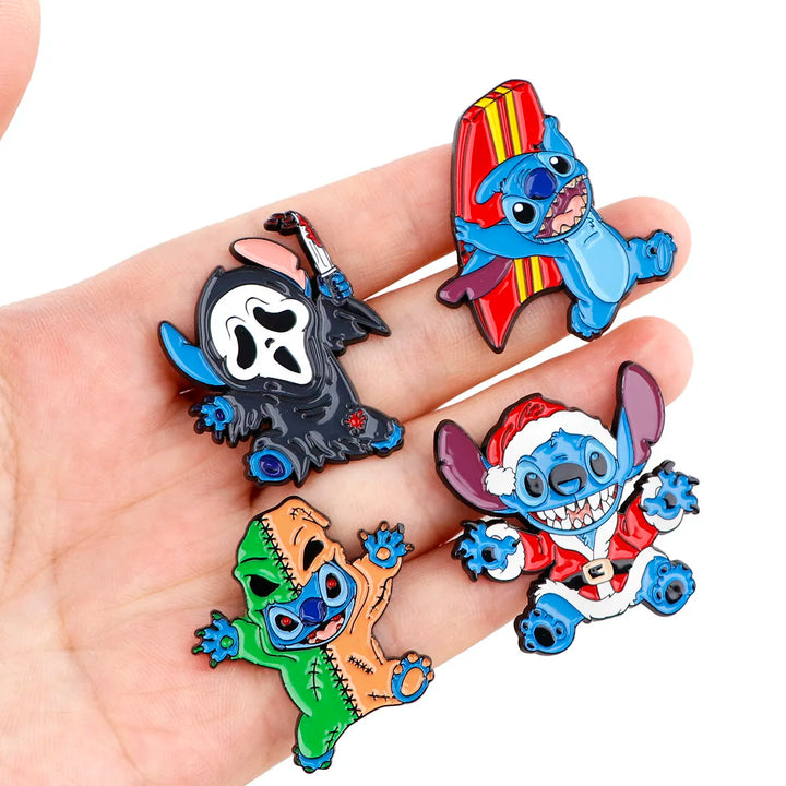 Cute Stitch Badges Lapel Pins for Backpacks Metal Enamel Pin Pines Brooches for Women Accessories Halloween Christmas Gift