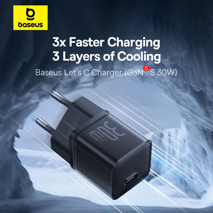 Baseus 30W GaN Charger Phone charger For iPhone 15 14 13 12 USB C Charger Support PD QC PPS Fast Charging For Laptop Smartphone