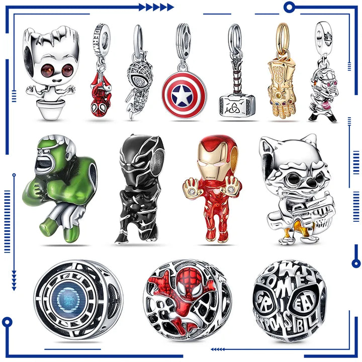 Marvel Avengers Charm Beads Fits Pandora Original Bracelet For Women DIY Jewelry 925 Silver Pendant Bead Luxury Gift 2023 Hot