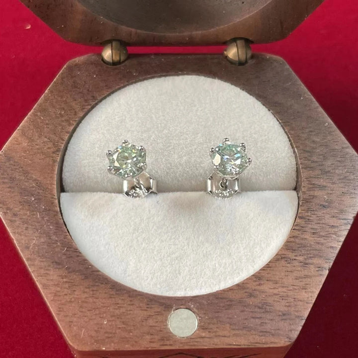 PuBang Fine Jewelry 925 Sterling Silver 0.5CTx2PCS GRA Light Green Moissanite Diamond Stud Earrings for Women Men Gift Wholesale