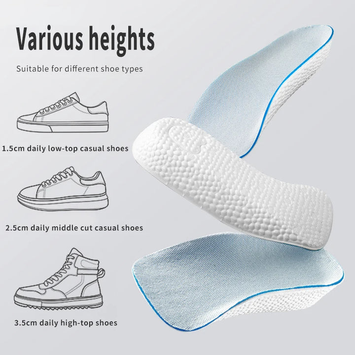 Height Increase Insoles Men Women Shoes Flat Feet Arch Support Orthopedic Insoles Sneakers Heel Lift Memory Foam Soft Shoe Pads