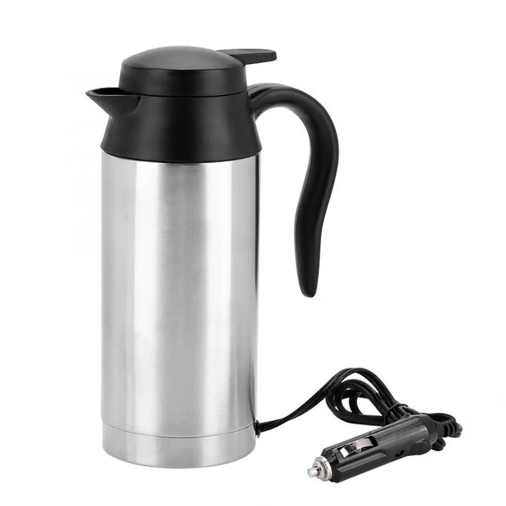 12V/24V Electric Heating Cup Kettle Stainless Steel Water Heater Bottle for Tea Coffee Drinking Travel Car Truck Kettle 750ML