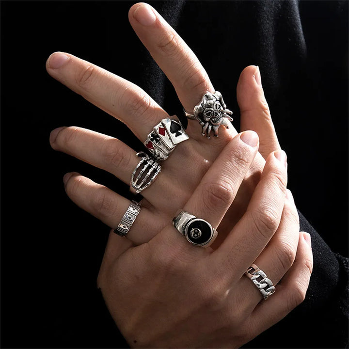 2023 Gothic Skeleton Unisex Ring Set Punk Grunge Butterfly Frog Woman Man Jewelry Hip Hop Party Street Ring Accessories New Gift