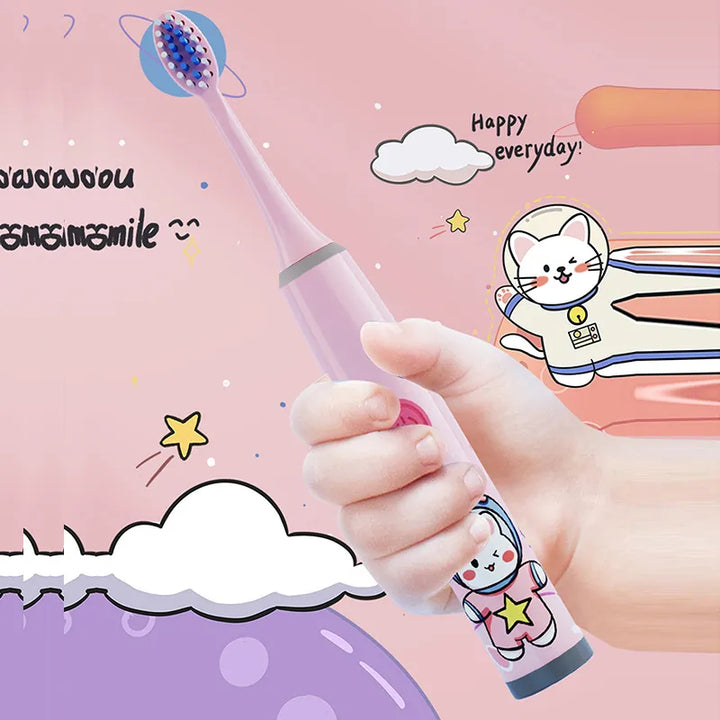 Children's electric toothbrush color cartoon ultrasonic children's soft hair cleaning brush (without batteries)