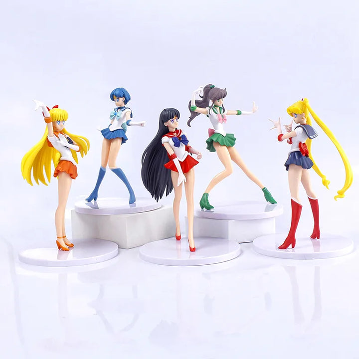 5pcs-Set Sailor Moon Anime Figure Mizuno Ami Tsukino Usagi Hino Rei Aino Minako Action Figure Model Kawaii Doll toys Gift