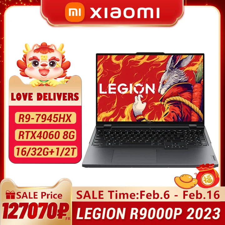 Lenovo LEGION R9000P 2023 16inch E-sports Gaming Laptop AMD R9 7945HX 16 Cores  Geforce RTX4060 8G 2.5K 240Hz Game Notebook