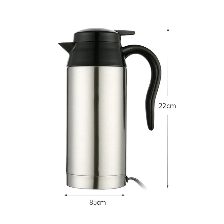 12V/24V Electric Heating Cup Kettle Stainless Steel Water Heater Bottle for Tea Coffee Drinking Travel Car Truck Kettle 750ML