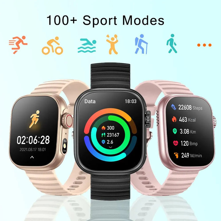 SENBONO Smart Watch Men Women LED Flashlight 100+ Sport Modes Fitness Tracker Body Temperature 2.01” Screen Smartwatch Men Women