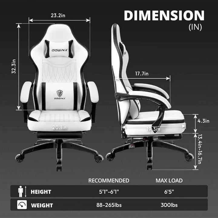 Gaming Chair Breathable PU Leather Gamer Chair with Pocket Spring Cushion, Ergonomic Computer Chair with Massage Lumbar Support