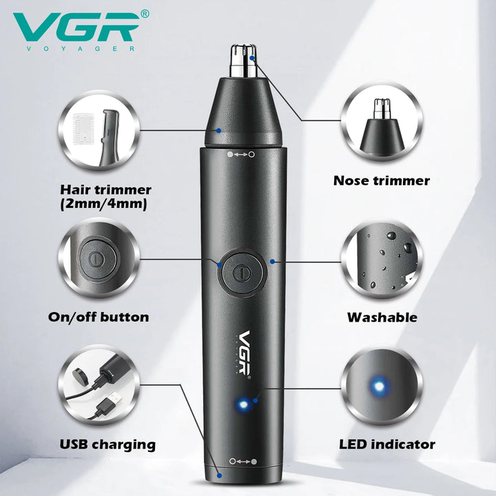 VGR Professional Nose Hair Trimmer Rechargeable Nose and Ear Hairs Trimmer Portable Mini Nose Clipper Trimmer for Men V-613